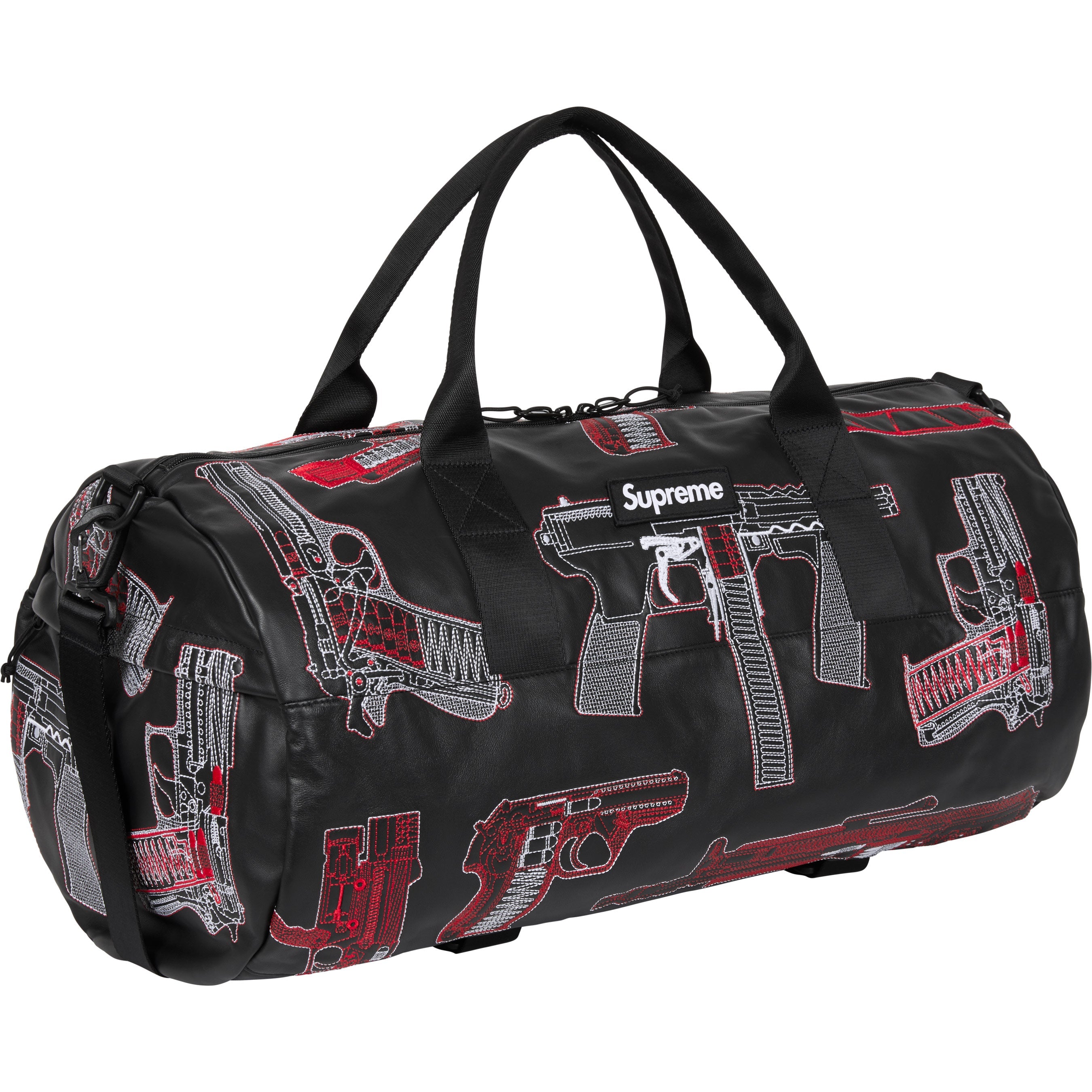 Guns Embroidered Leather Duffle Bag view 8